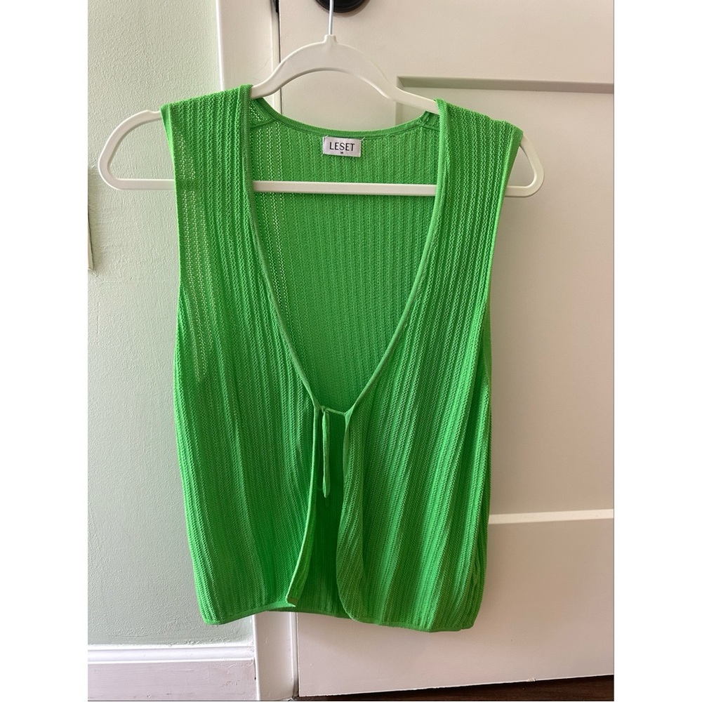 Leset Jasmine Pointelle Tie Vest